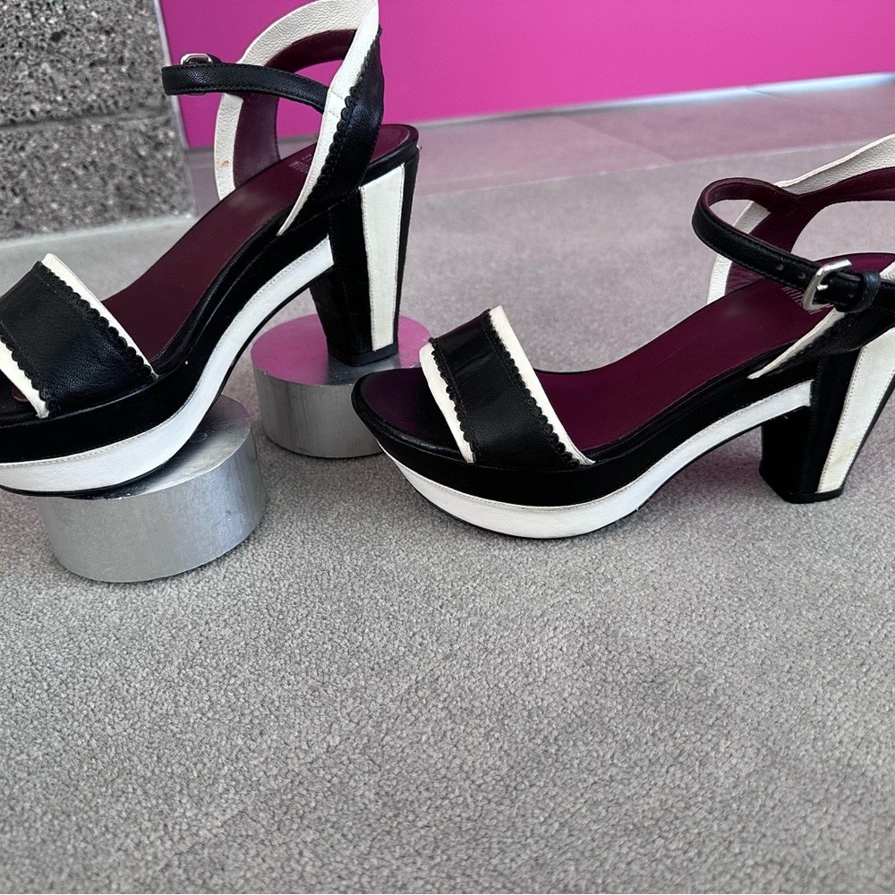 Stuart Weitzman Black and White Platform Heels